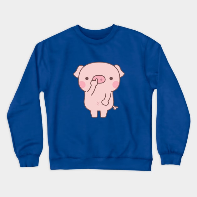 Cute Bored Piggy Digging Nose Crewneck Sweatshirt by rustydoodle